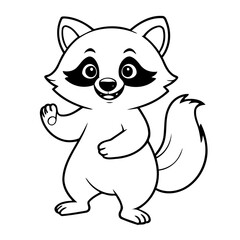 Cute vector illustration Raccoon hand drawn for kids page