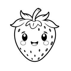 Cute vector illustration Strawberry hand drawn for kids coloring page