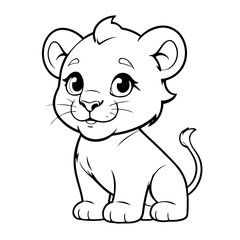 Simple vector illustration of Lion colouring page for kids