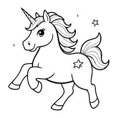 Simple vector illustration of Unicorn drawing for children page