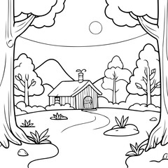 Simple vector illustration of Morning drawing colouring activity