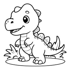Cute vector illustration Dino drawing for children page