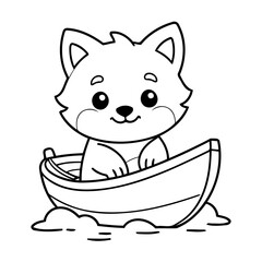 Cute vector illustration Wolf for children colouring activity