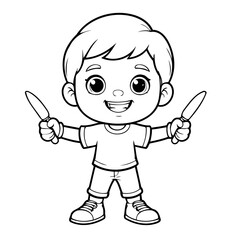 Vector illustration of a cute Kid drawing for toddlers colouring page