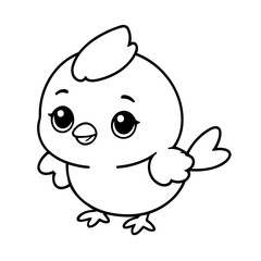 Simple vector illustration of Kawaii drawing for kids colouring page