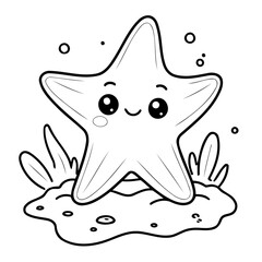 Cute vector illustration StarFish drawing for colouring page