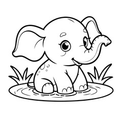 Cute vector illustration Elephant hand drawn for kids page