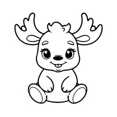 Cute vector illustration Moose drawing for kids page