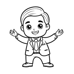 Cute vector illustration Businessman drawing for colouring page