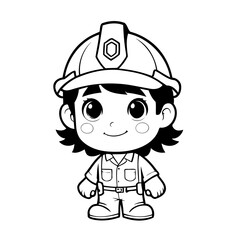 Cute vector illustration Foreman drawing for kids colouring page