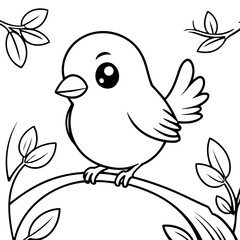 Vector illustration of a cute Bird doodle colouring activity for kids