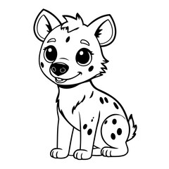 Vector illustration of a cute Hyena drawing colouring activity