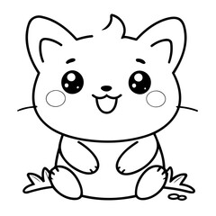 Vector illustration of a cute Kawaii drawing for toddlers coloring activity