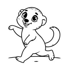 Simple vector illustration of Meerkat for kids colouring worksheet