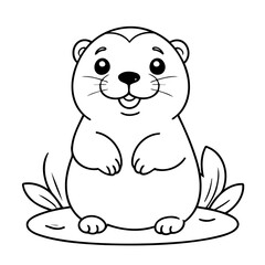 Vector illustration of a cute Otter drawing for kids colouring activity