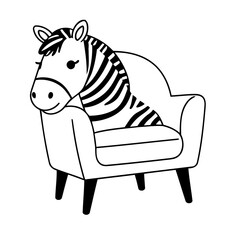 Cute vector illustration Zebra doodle for toddlers coloring activity