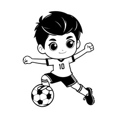 Vector illustration of a cute SoccerPlayer drawing for kids colouring page