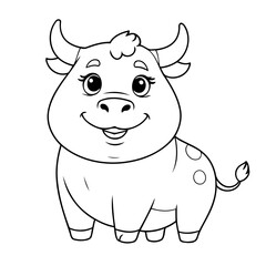 Simple vector illustration of Bull drawing for toddlers book