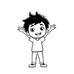 Vector illustration of a cute Boy drawing for toddlers book
