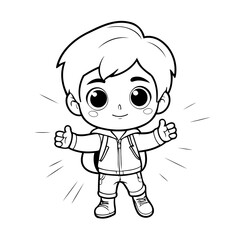 Vector illustration of a cute Boy doodle for kids colouring page