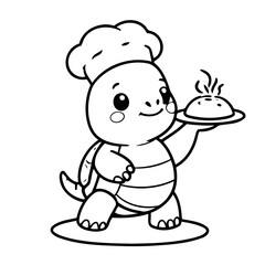 Simple vector illustration of Turtle drawing for toddlers colouring page