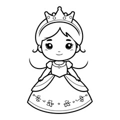 Simple vector illustration of Princess outline for colouring page