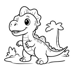 Cute vector illustration Dino drawing colouring activity