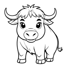 Vector illustration of a cute Buffalo drawing for toddlers book