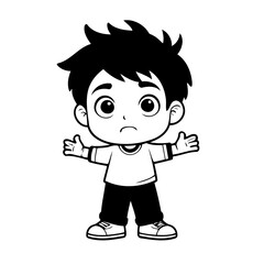Cute vector illustration Boy doodle colouring activity for kids
