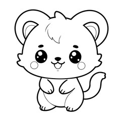 Simple vector illustration of Kawaii drawing for children page
