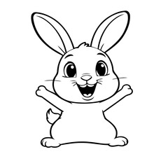 Simple vector illustration of Rabbit for toddlers colouring page