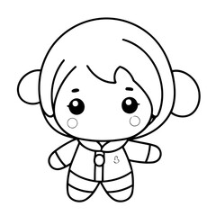 Vector illustration of a cute Kawaii drawing for kids page