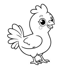 Vector illustration of a cute Chicken doodle for toddlers worksheet