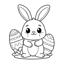 Cute vector illustration Bunny doodle for kids coloring worksheet