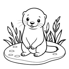 Simple vector illustration of Otter hand drawn for kids page