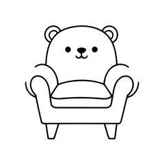 Vector illustration of a cute BearChair doodle for toddlers coloring activity