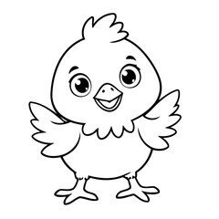 Vector illustration of a cute Chicken doodle colouring activity for kids