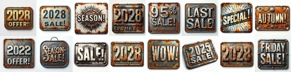 Sale label Metal grunge and rusty. AI generated illustration