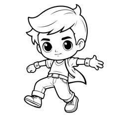Simple vector illustration of Boy hand drawn for kids page