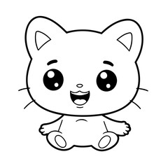 Vector illustration of a cute Kawaii drawing for colouring page