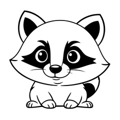 Simple vector illustration of Raccoon colouring page for kids