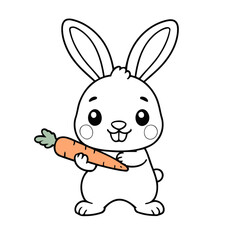 Cute vector illustration Bunny for children colouring activity