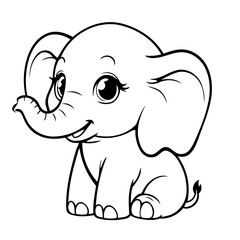 Cute vector illustration Elephant doodle for children worksheet