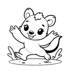 Vector illustration of a cute Skunk drawing for toddlers coloring activity