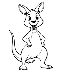 Cute vector illustration Kangaroo drawing for kids colouring activity