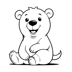 Simple vector illustration of Polarbear doodle for toddlers worksheet