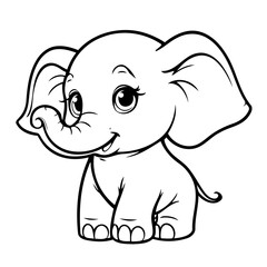 Cute vector illustration Elephant doodle for children worksheet