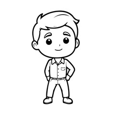 Vector illustration of a cute Man doodle for kids coloring worksheet