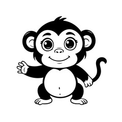 Cute vector illustration Monkey drawing for toddlers coloring activity