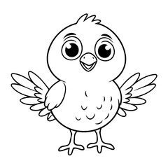Vector illustration of a cute Bird doodle for toddlers coloring activity